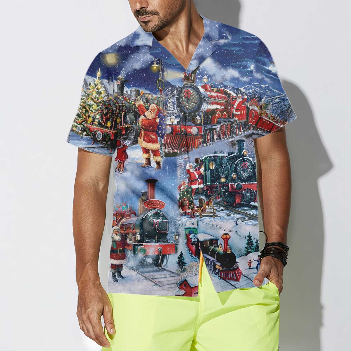 WW | Train To Christmas Hawaiian Shirt, Lustiges Weihnachtshemd, Geschenk Für Weihnachten