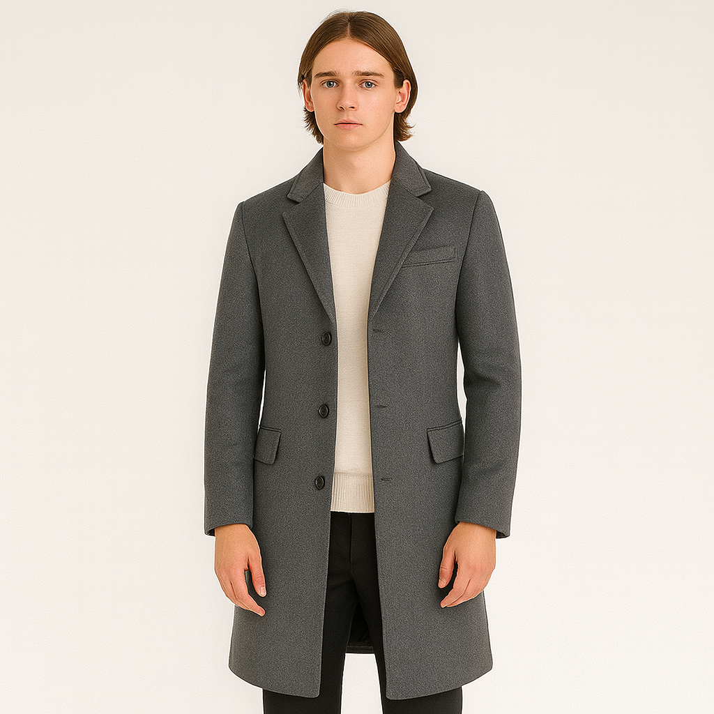 WW | Men's Single-Breasted Wool Coat, Mid-Length