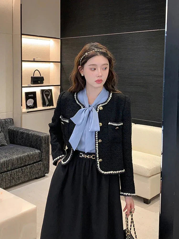 WW | Jacke Schwarz Weinlese Blazer Damenjacke