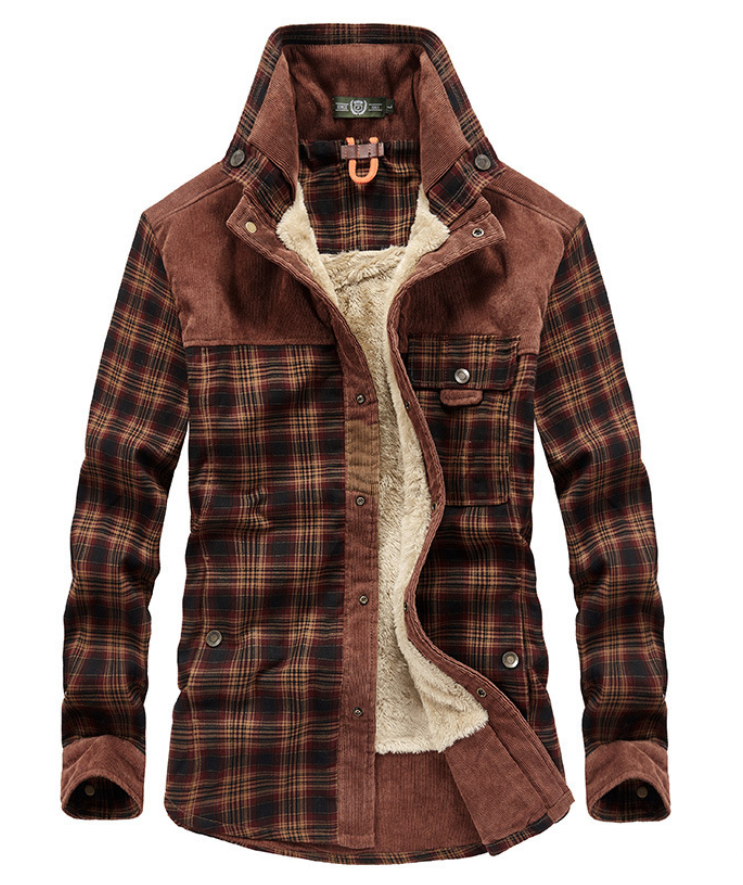 WW | Herren-Flanell-Winterjacke mit hohem Kragen