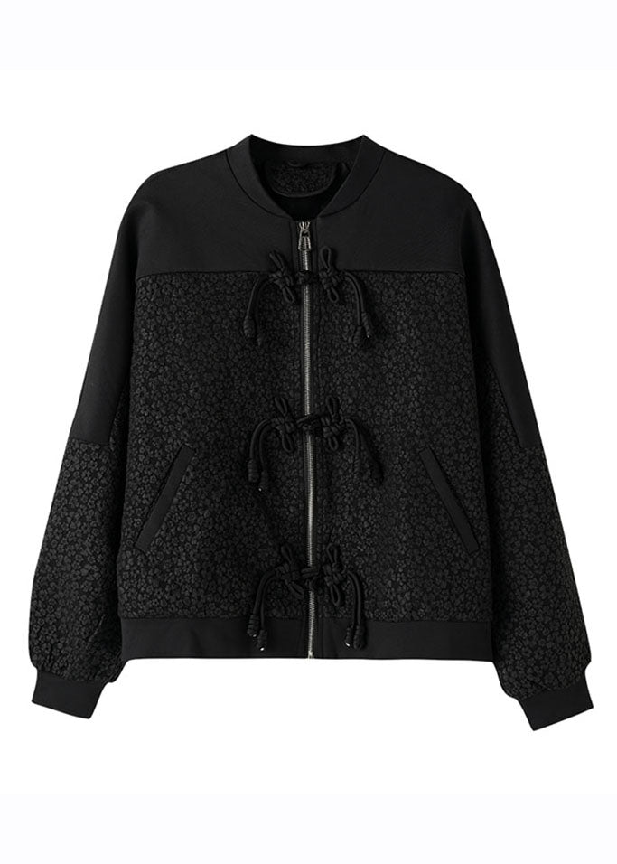 WW | Black Zipper Patchwork Button Coat
