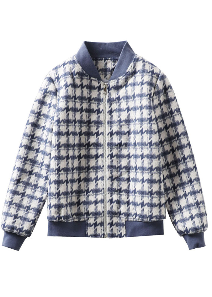 WW | Blaue Zip-Up Karierte Wolljacken