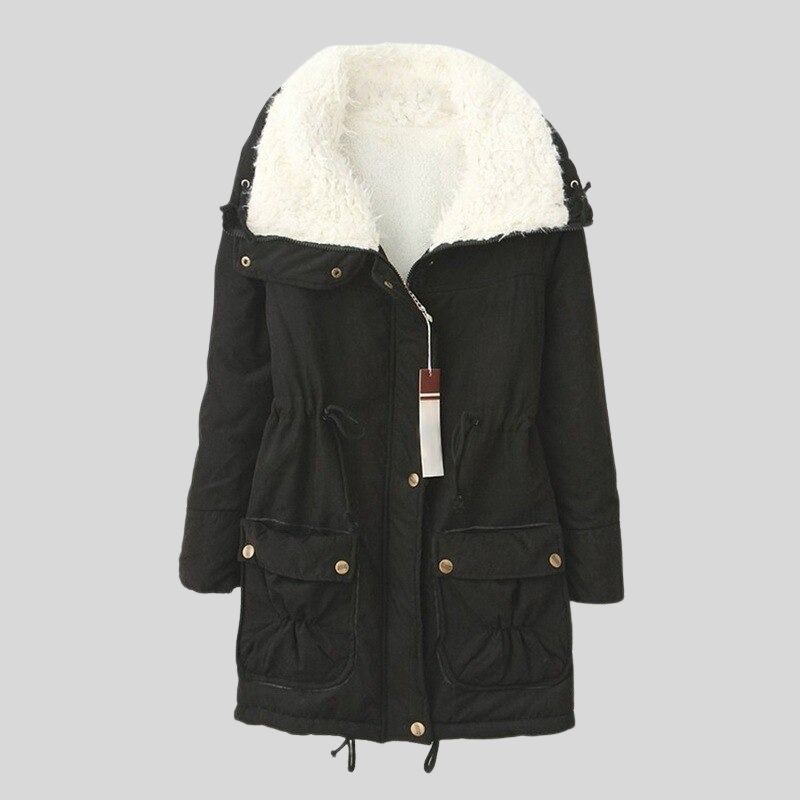 WW | Parka Jacke Gefüttert Mit Fellbesatz Verstellbare Taille Winddicht Und Warm