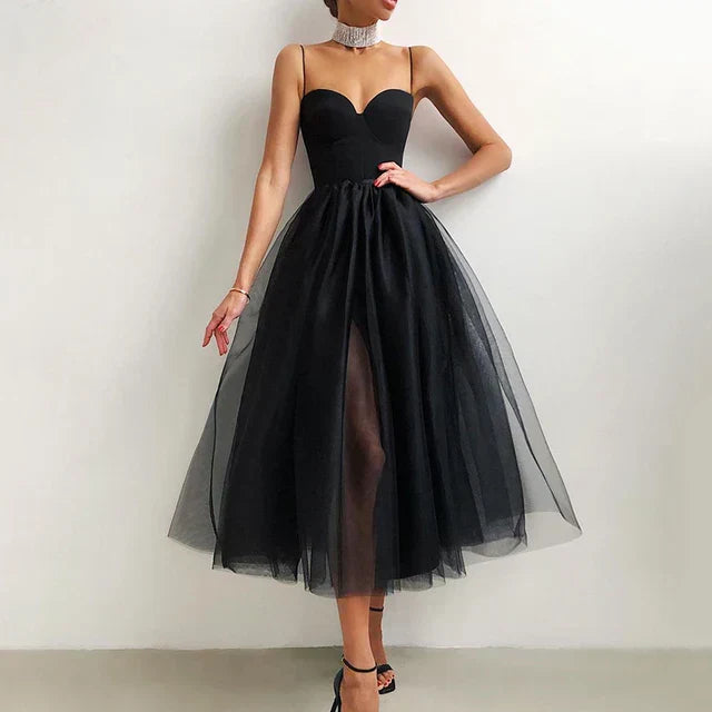 WW | Elegantes Tüll Korsatzt Abendkleid Für Damen