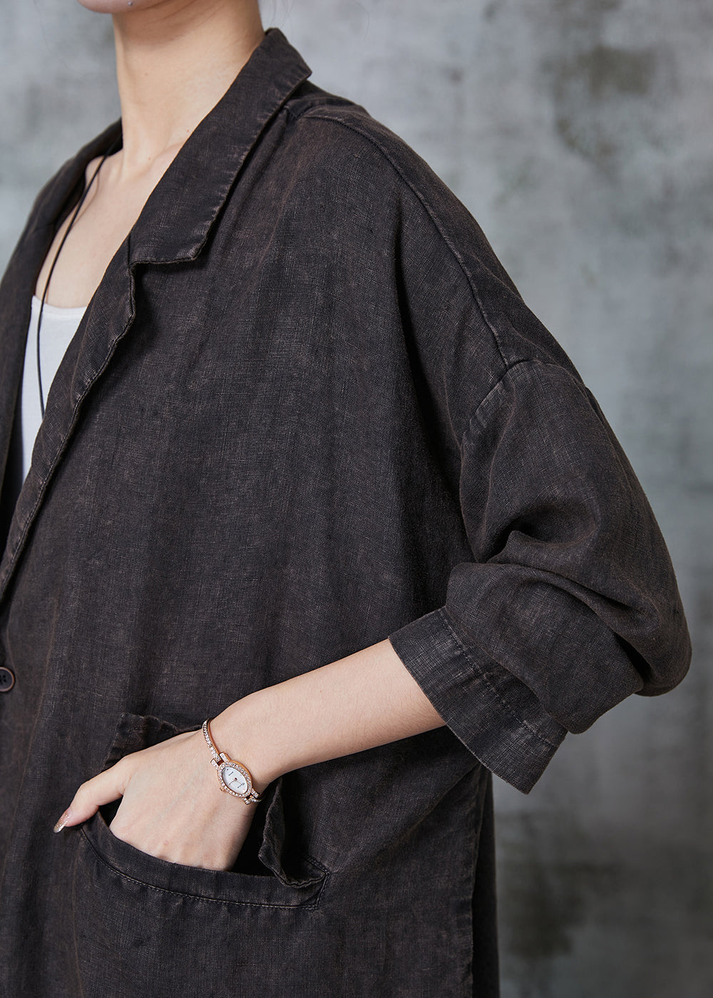 WW | Black Oversized Pocket Linen Jackets