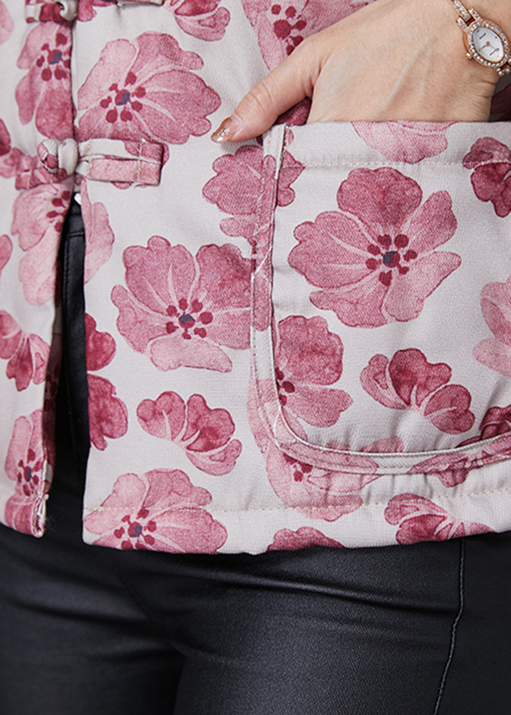 WW | Pink Print Feine Baumwollgefüllte Orientalische Mäntel