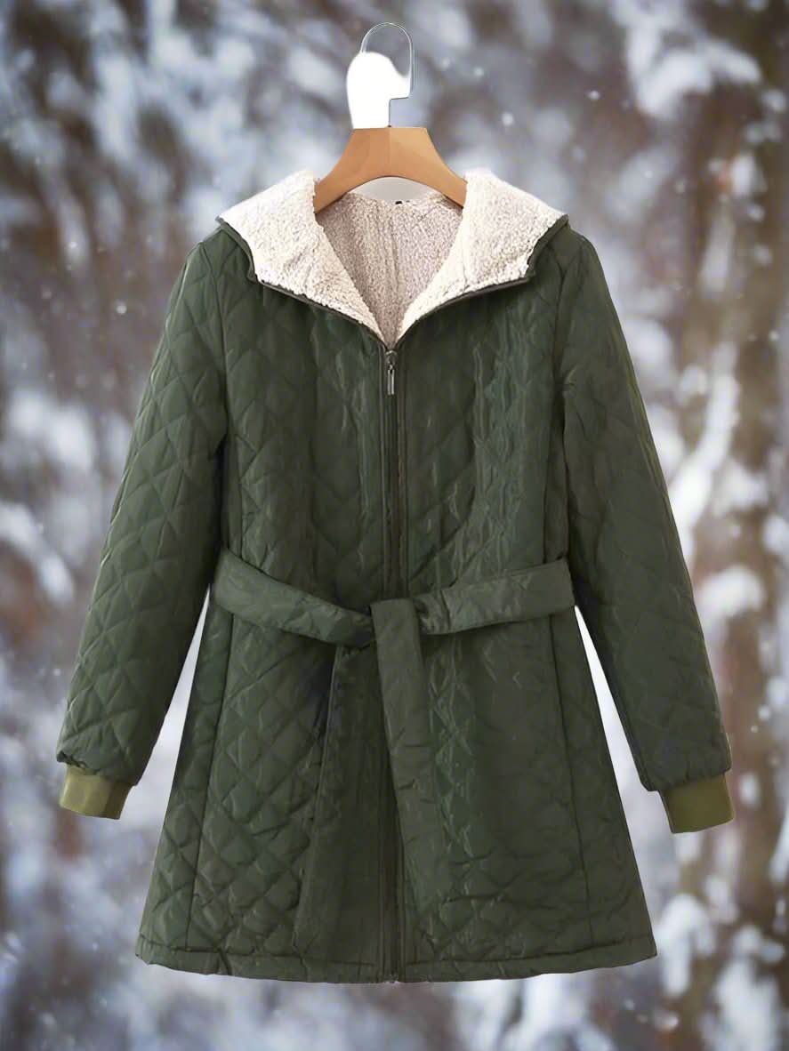 WW | Women's Quilted Jacket with Hood and Belt
