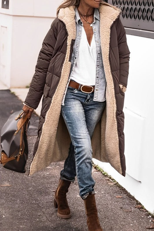 WW | Longline Quilted Coat Plus Size Fit Padded Soft Lining