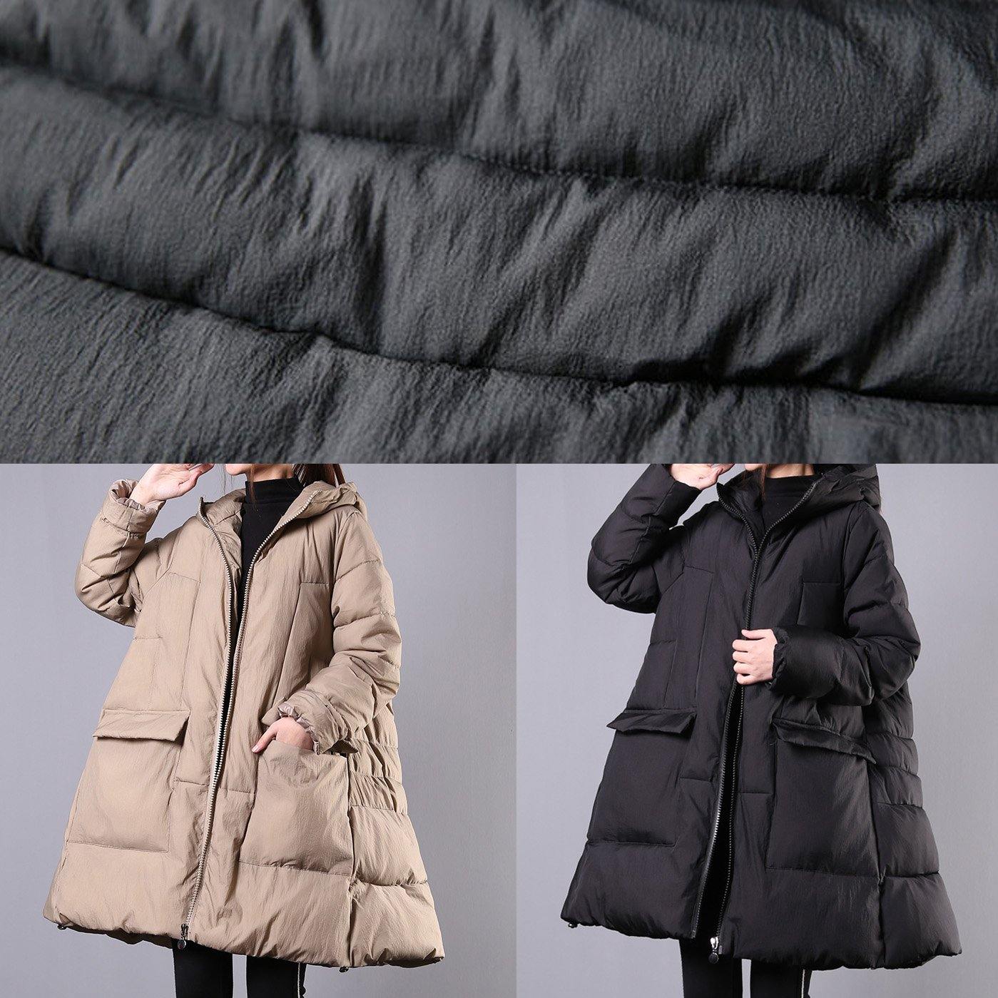 WW | Lockere Jacken & Mäntel Winteroberbekleidung schwarze kapuzengefutterte Reißverschluss Damenmäntel