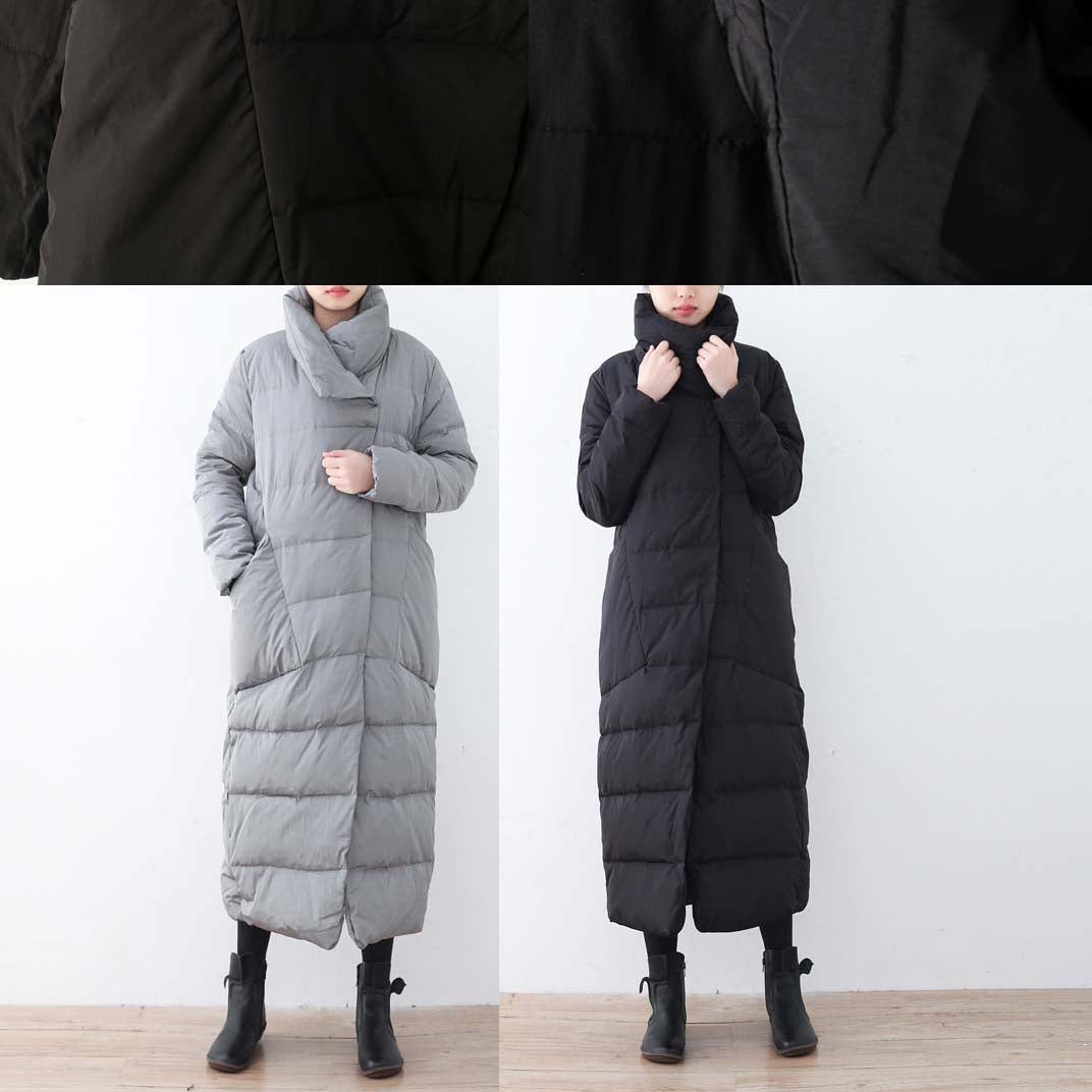 WW | schwarze Puffers jackets Locker sitzende Daunenjacke Neuer hoher Kragen Übermantel