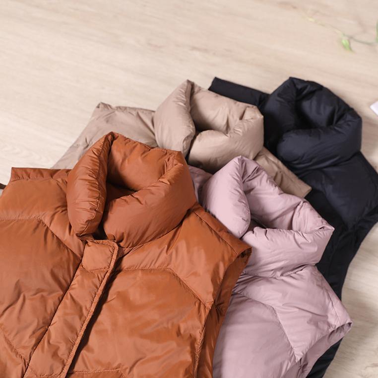 WW | Pink Down Coat Winter Loose Fit Women's Parka Stand-Up Collar Zipper Jackets