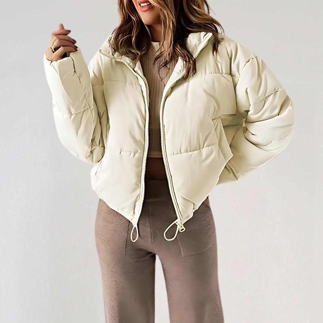 WW | Damen Warme Pufferjacke mit Reißverschluss und Hohem Kragen