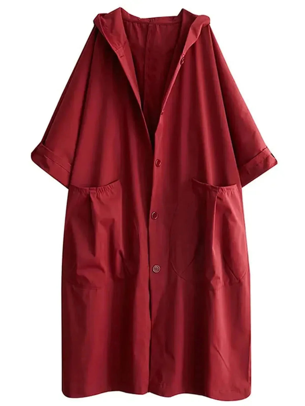 WW | Wasserabweisender Übergroßer Kapuzen Trenchcoat