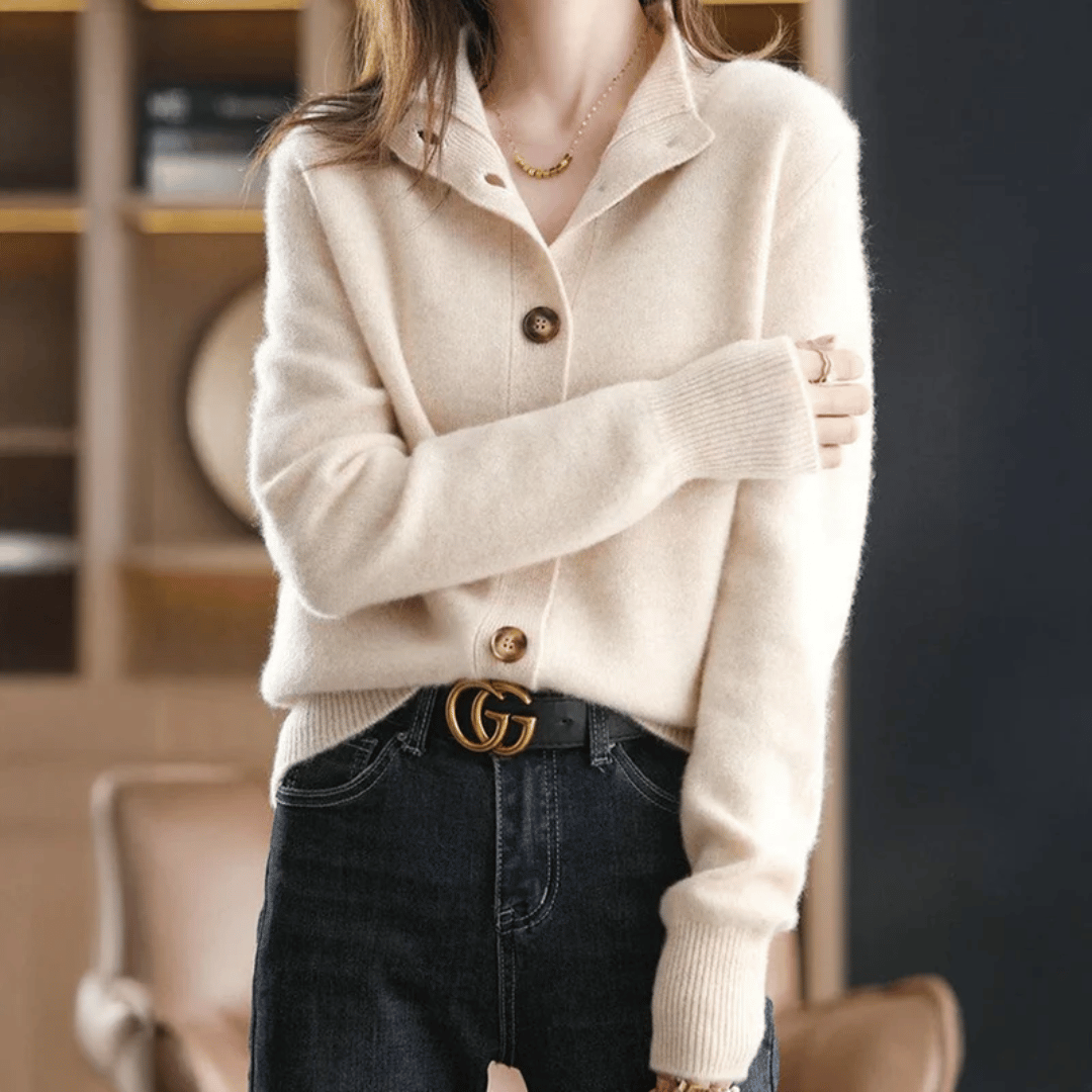 WW | Women's Cardigan with Stand-Up Collar and Modern Buttons