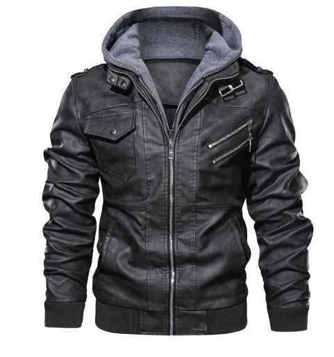 WW | Stylische Winterjacke Aus Hochwertigem Leder Mit Kapuze