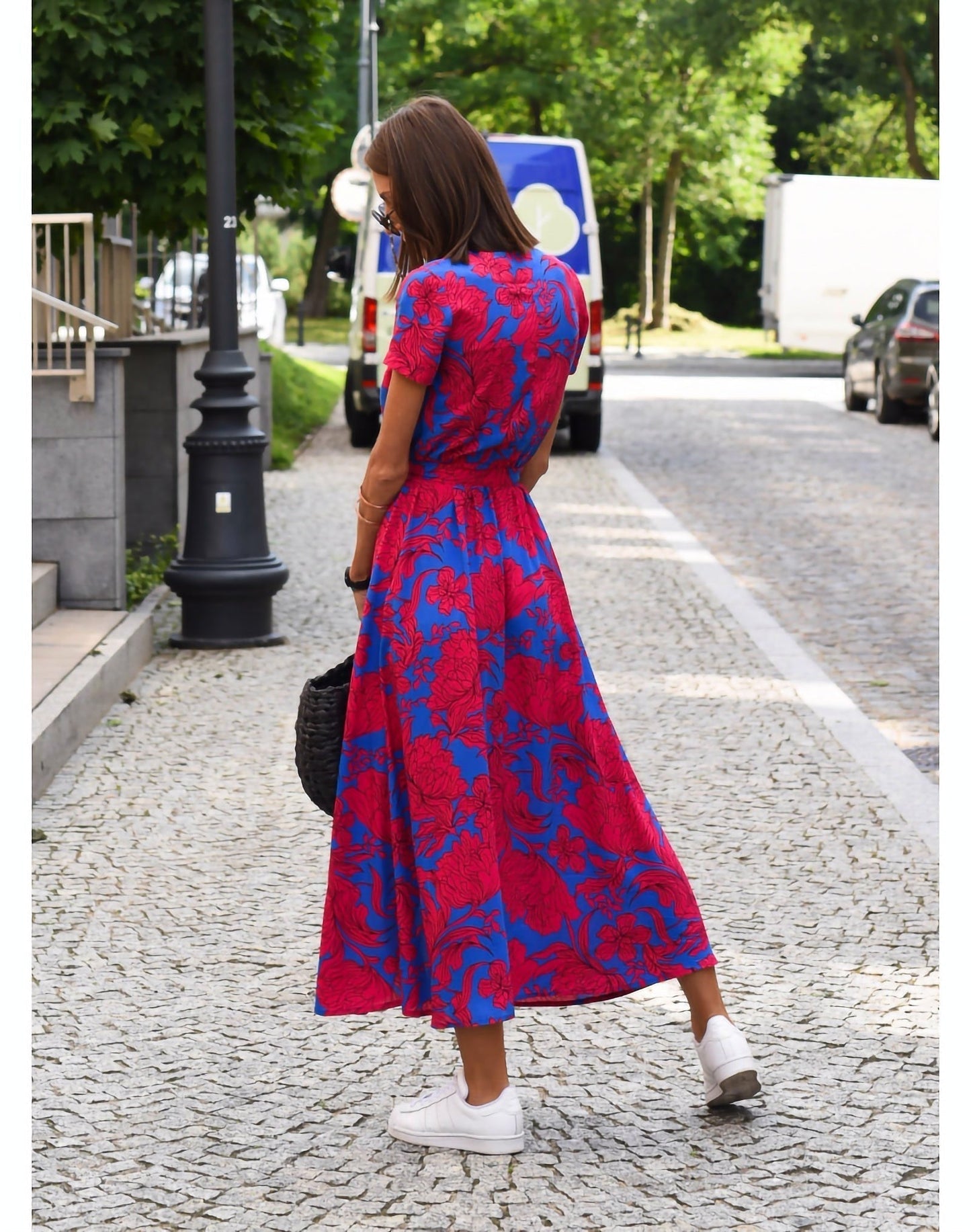 WW | Bedruckt Kurzarm Maxi Kleid Sommerkleid