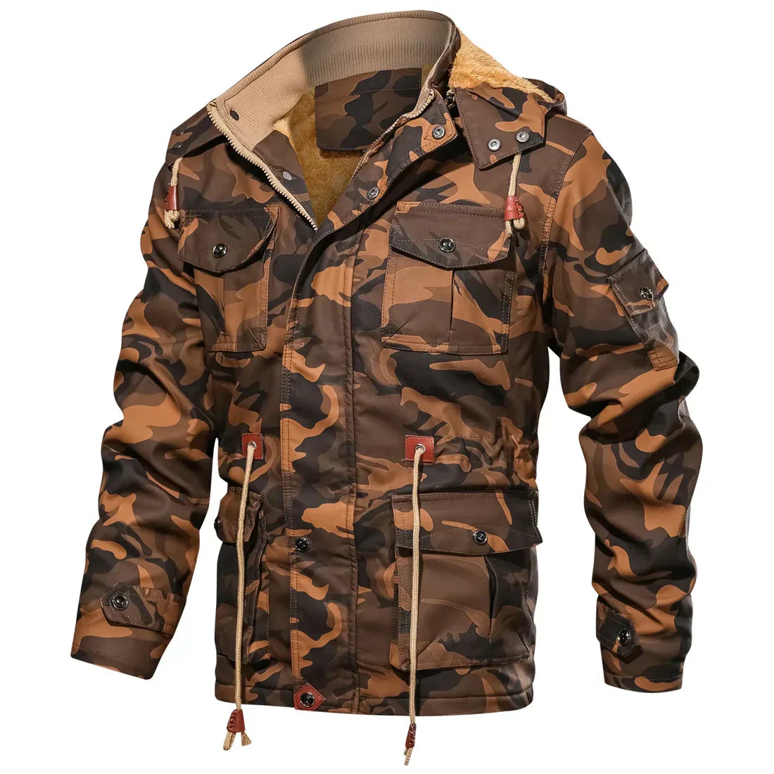 WW | Men's Army Winter Jacket with Faux Fur Lining | Perfect for Outdoor Activities