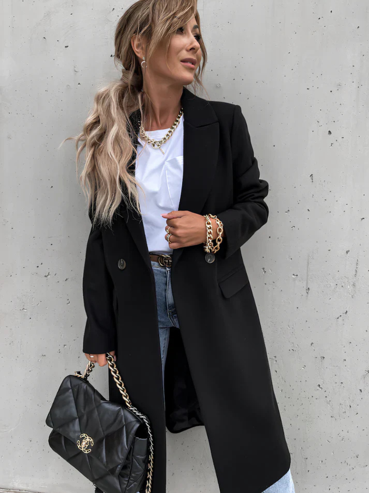 WW | Trench Coat V-Neck Double-Breasted Wool Trench Coat Women's Coats