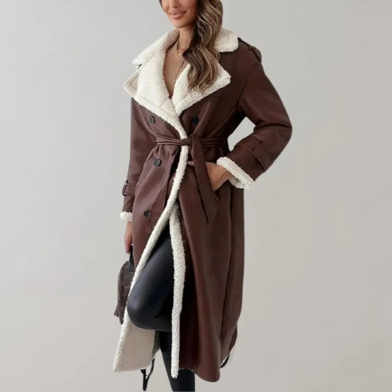 WW | Fleece Futter Doppelreihig Lange Übergangsjacke Frauen Lange Winterjacken für Damen