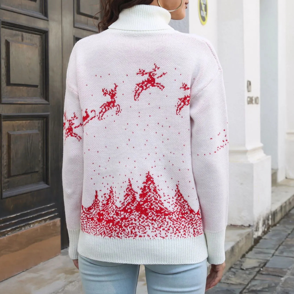 WW | Weihnachtspullover Damen - Strick Rentierdruck Pullover