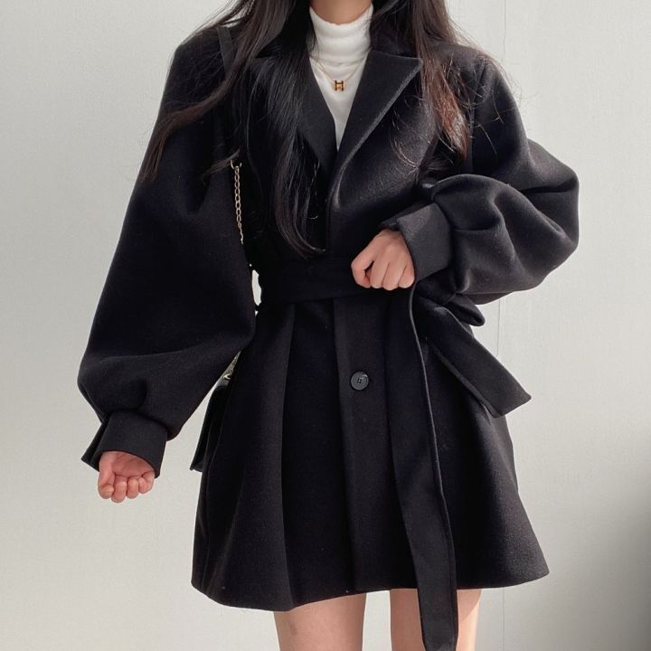 WW | Halblang Einfachreihe Wolltrenchcoat Damenstrickjacken