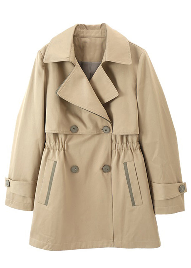WW | Khaki Double-Breasted Pocket Patchwork Cotton Trench Coats