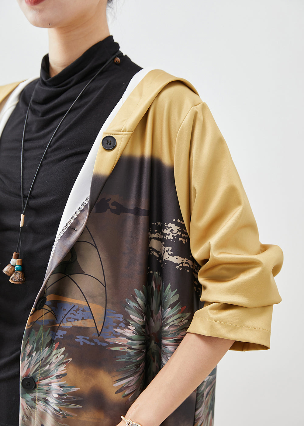 WW | Yellow Hooded Printed Cotton Trench Coats