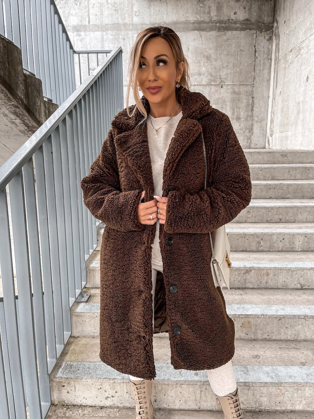 WW | Oversized Wollmischung Langmantel mit Reverskragen - Stilvoller Wintermantel für Damen