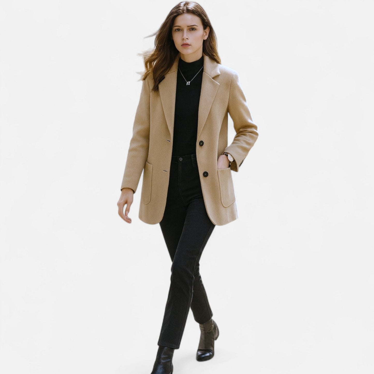 WW | Damen Klassischer Blazer Jacke Enganliegende Passform