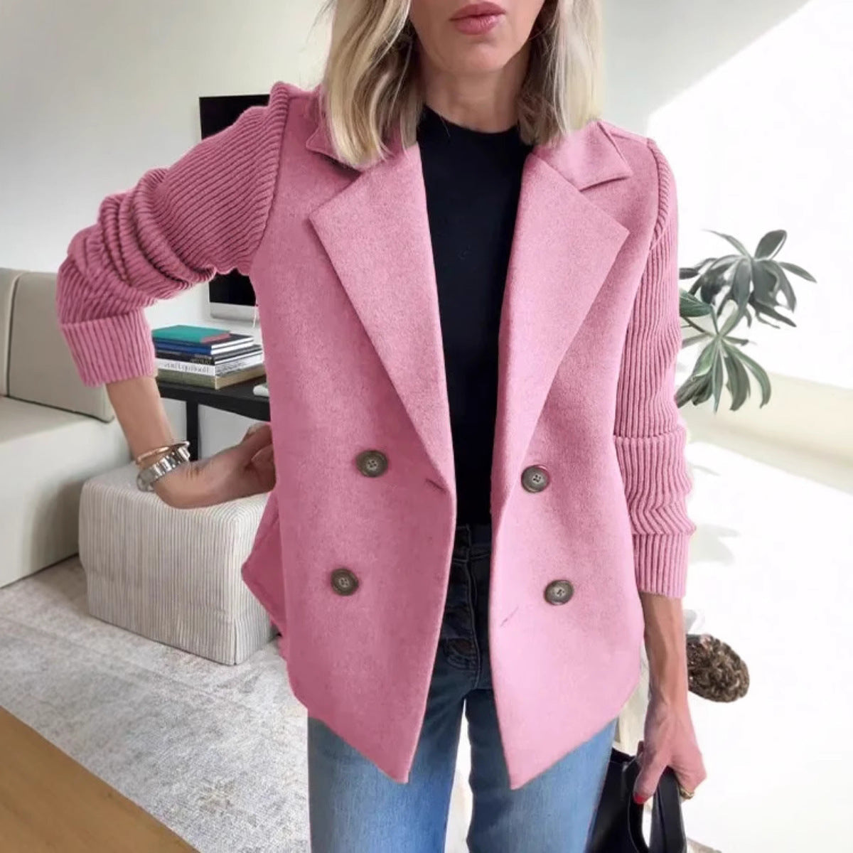 WW | Damen Blazerjacke mit Puffärmeln Wollmischung