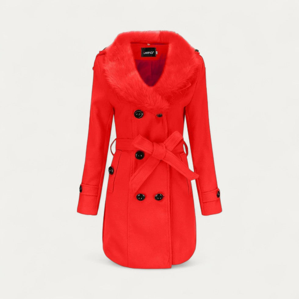 WW | Damen Wendewickeltrenchcoat mit Kunstfell
