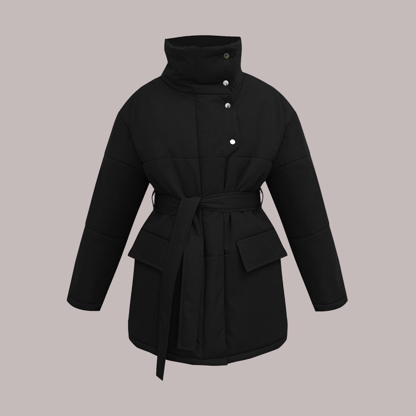 WW | Damen Gequiltete Baumwolljacke Oversized & Mit Gürtel