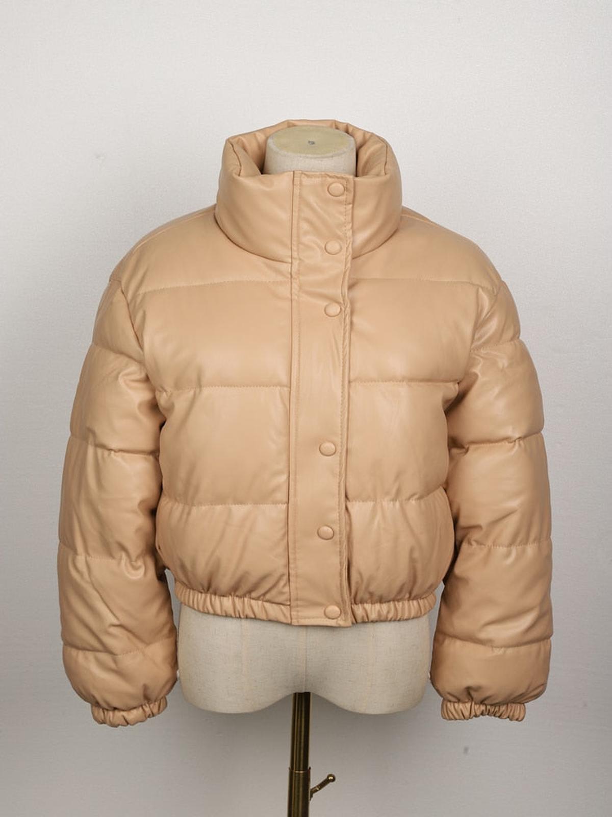 WW | Damen Leder Pufferjacke mit Taschen