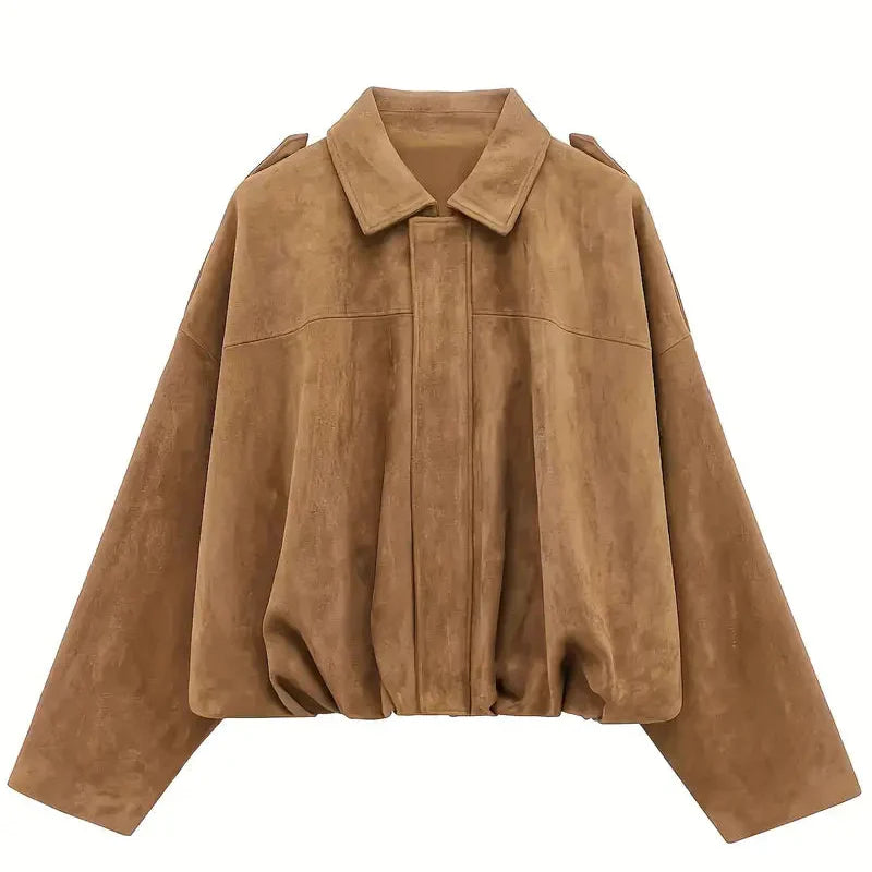 WW | Women's Oversized Short Faux Suede Jacket