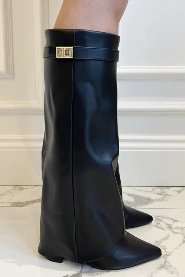 WW | Elegante Kniehoge Stiefel mit Riemchen