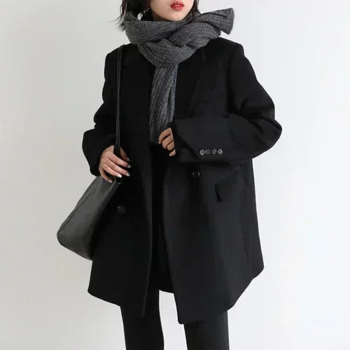 WW | Damen Blazer - Woll Mittellange Jacke