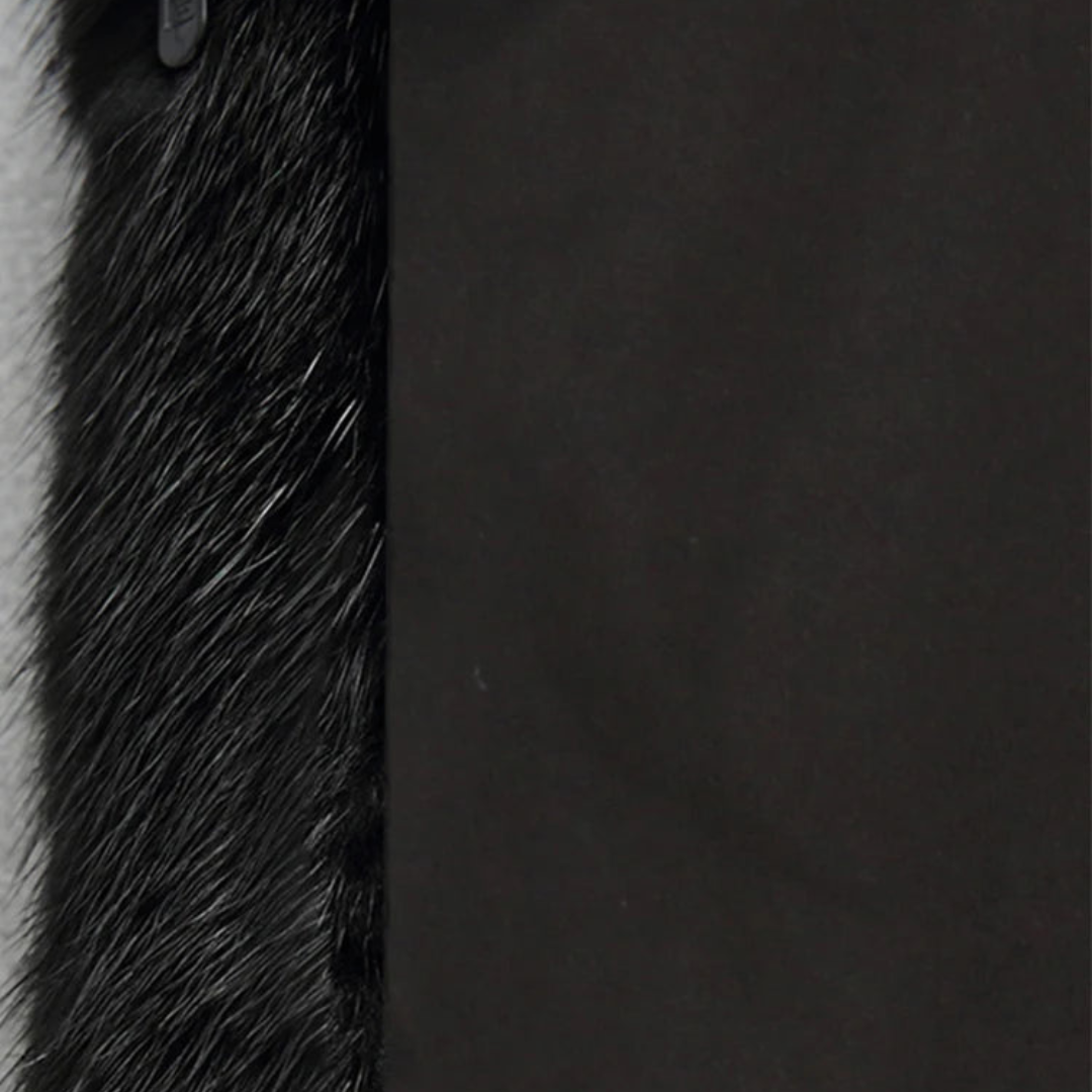 WW | Women's Black Winter Coat with Faux Fur and Long Sleeves