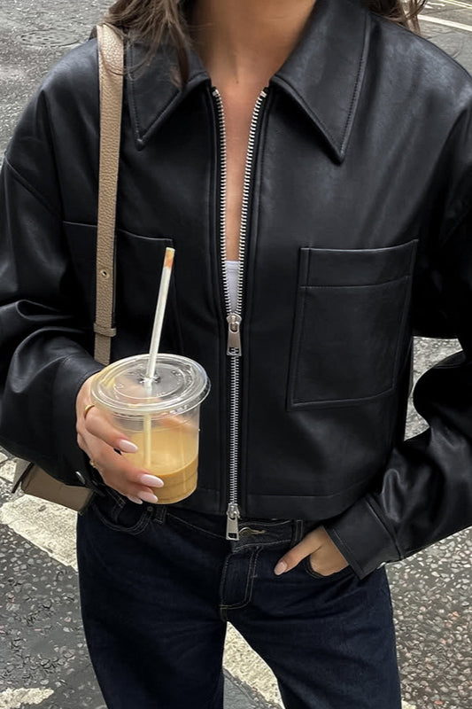 WW | Figur Matte Leder Kurze Jacke