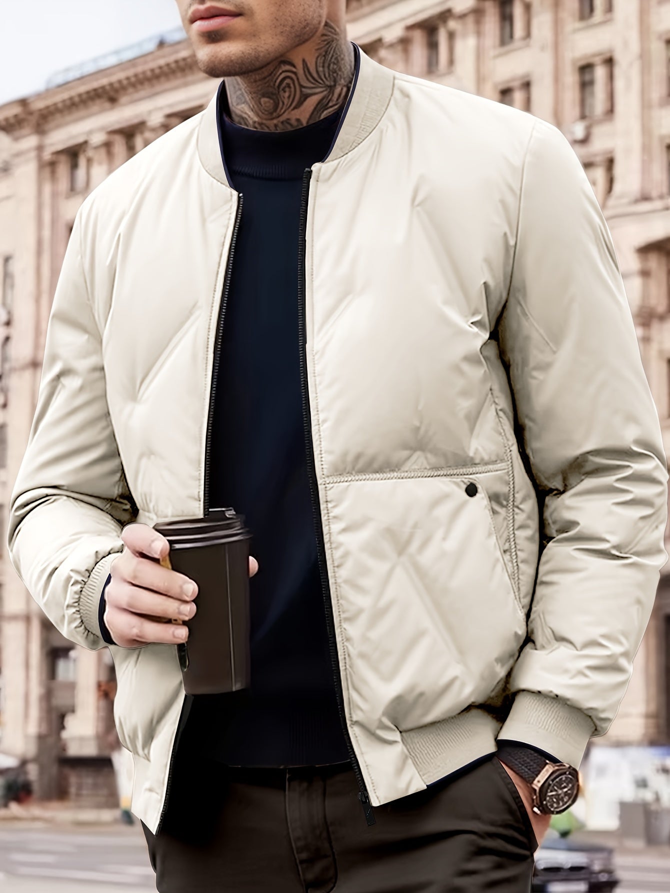 WW | Warm Winter Jacket with Fleece Lining and Pockets for Men - Perfect for Outdoor Activities
