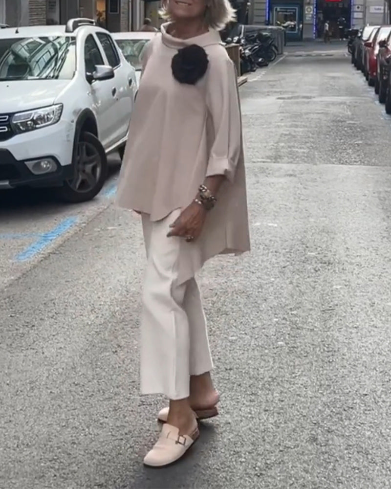 WW | Blouse with Asymmetrical Cut and Long Sleeves