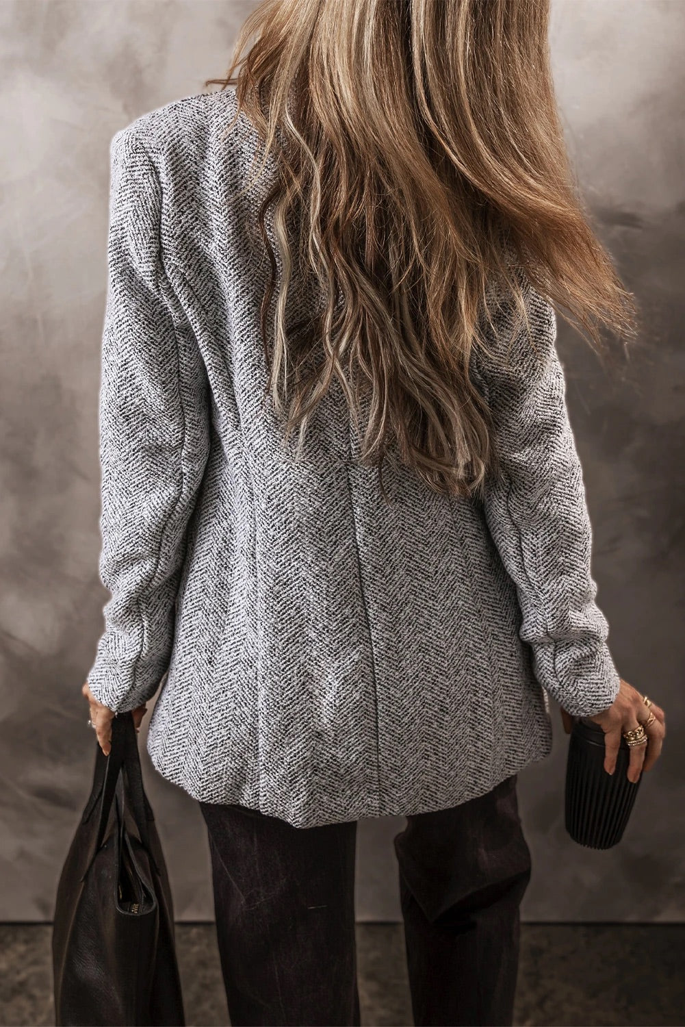 WW | Gray Lapel Collar Jacket with Pockets