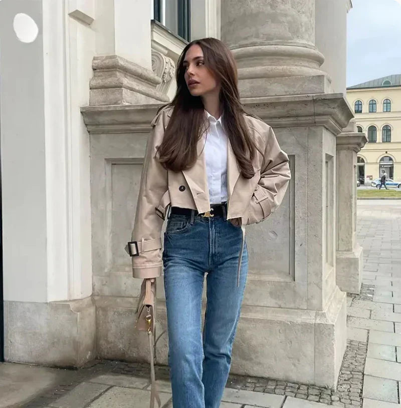 WW | Langarmiger Trenchcoat mit verstellbarem Gürtel