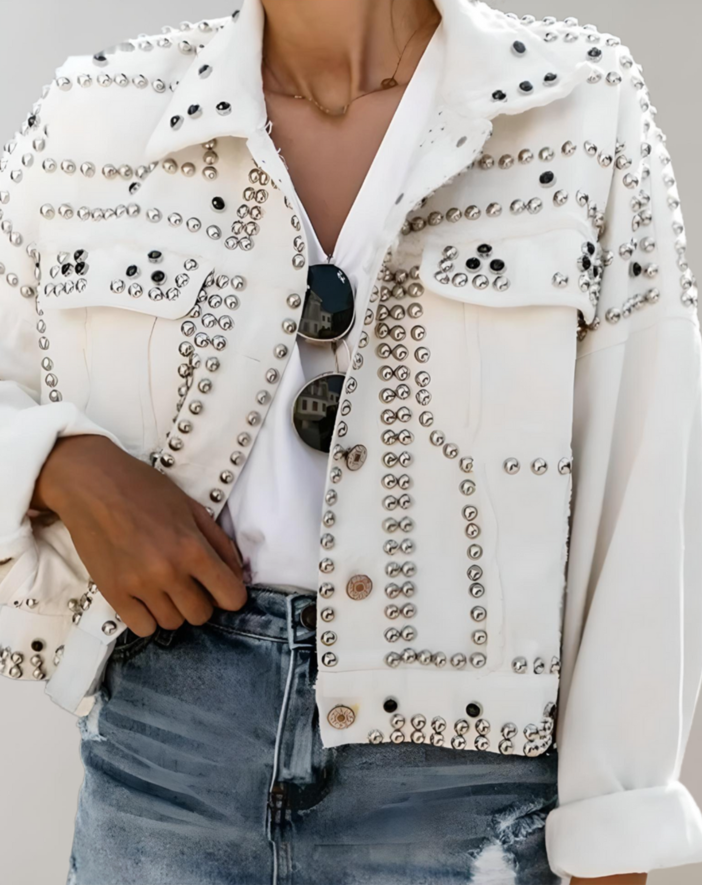 WW | Casual denim jacket with studs - Durable and stylish for everyday wear