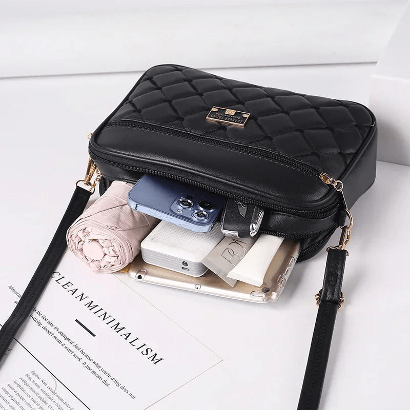 WW | Women's Shoulder Bag With Diamond Pattern And Zipper