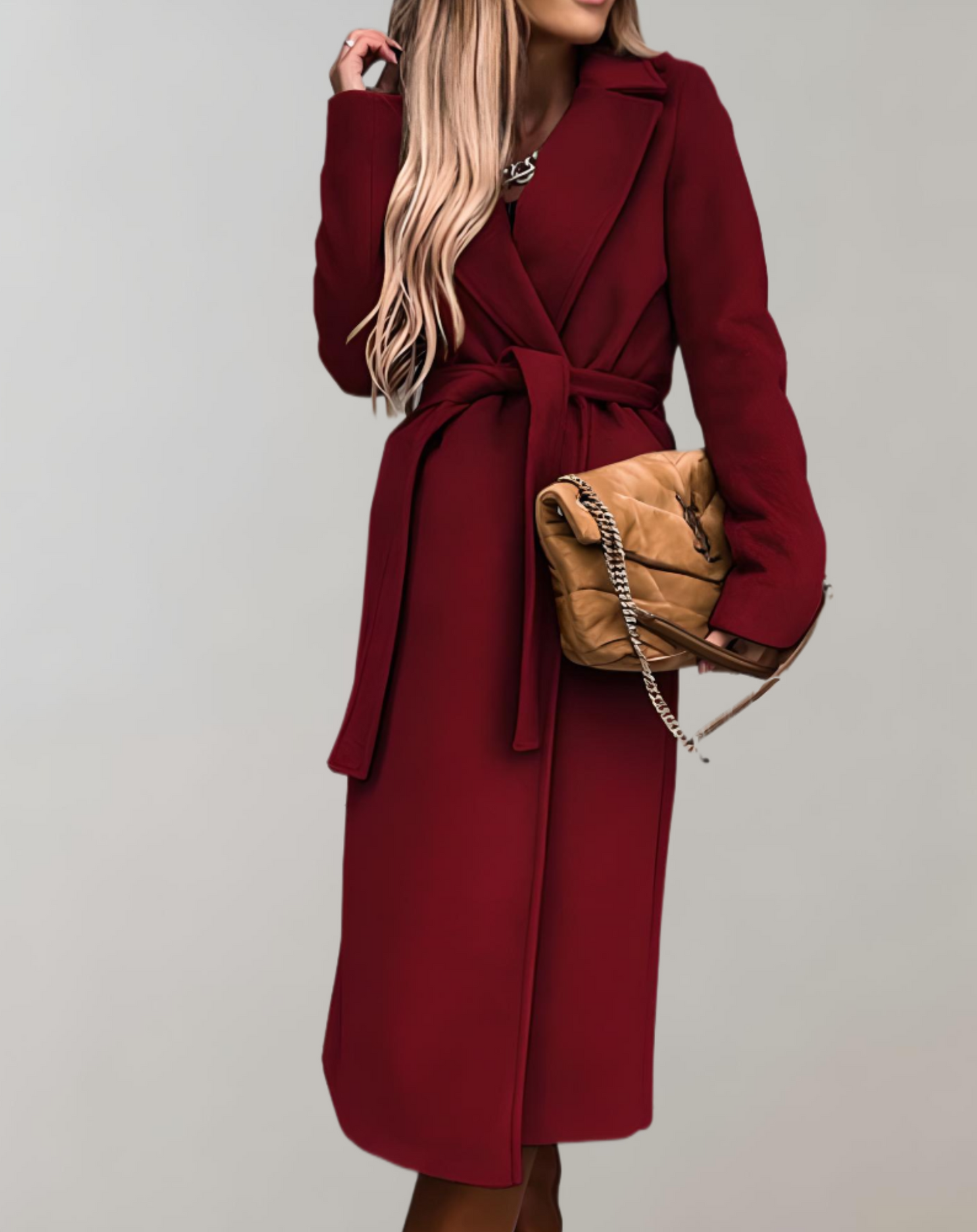 Long Autumn Jacket for Women with Belted Jacket