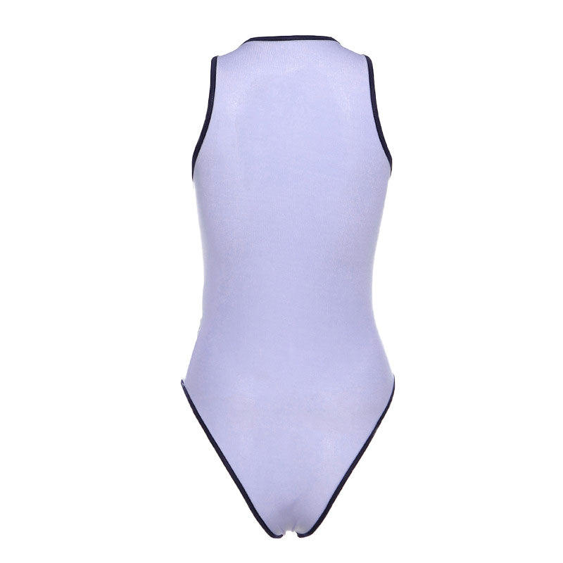 WW | Athletic Contrast Strap Crisscross Mesh Bodysuit