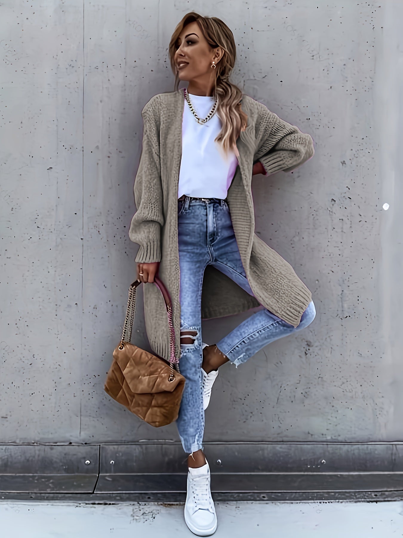 WW | Langarm Gestrickte Strickjacke Für Damen - Perfekt für Alltagstragen