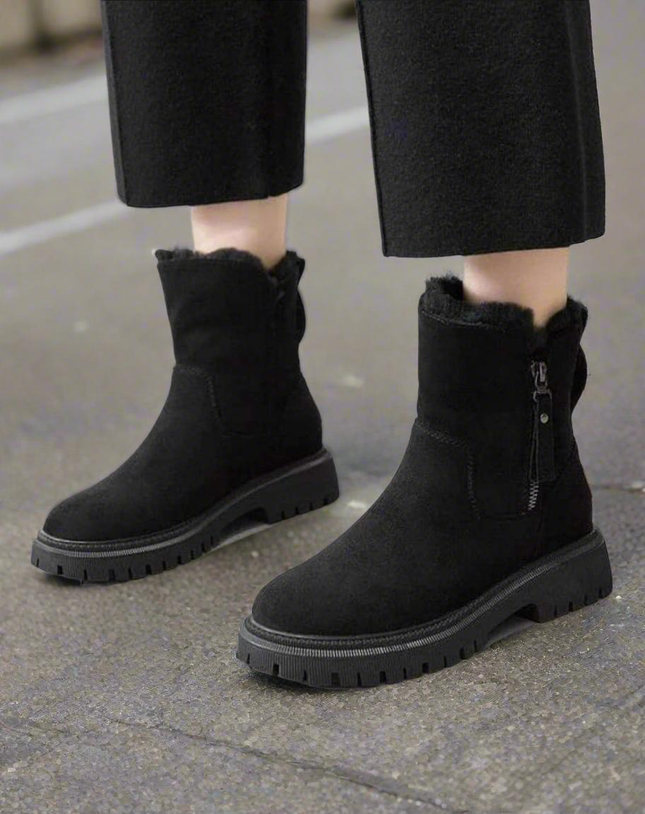 WW | Stiefel Wildleder Look Slipper Weiche Fütterung Strapazierfähige Sohle