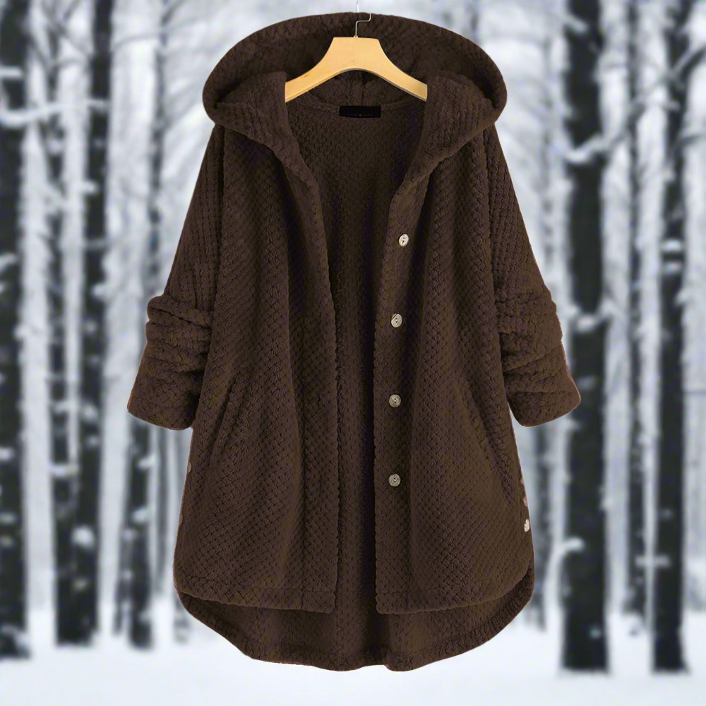 WW | Strukturiertes Fleece Lange Und Weite Passform Knopfverschluss Mit Taschen