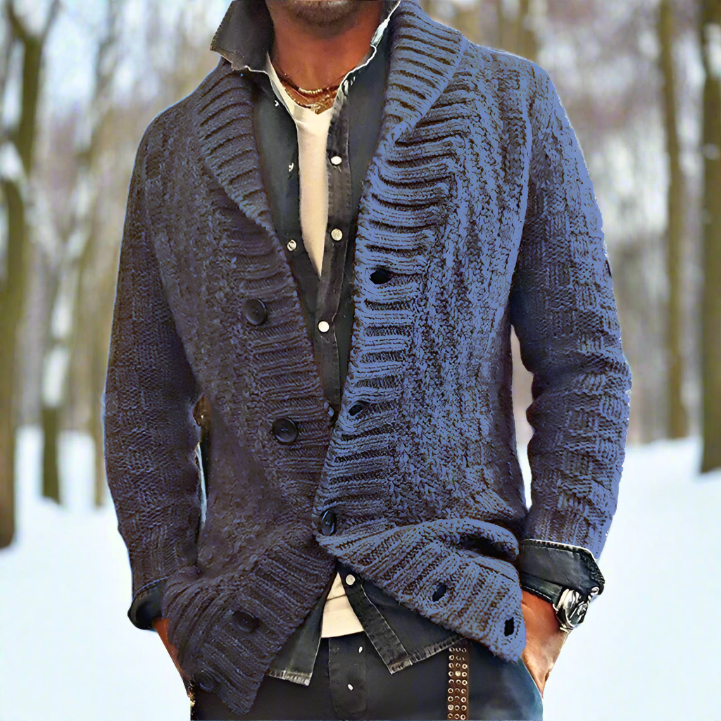 WW | Strickjacke Schalkragen Knopfverschluss Weiches Strickmaterial Lockere Passform
